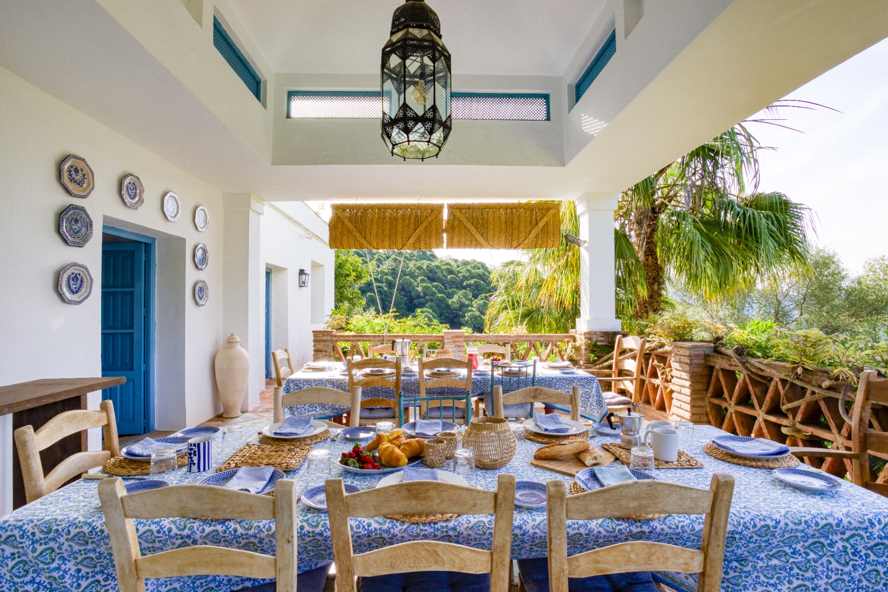 Breakfast on the covered dining terrace